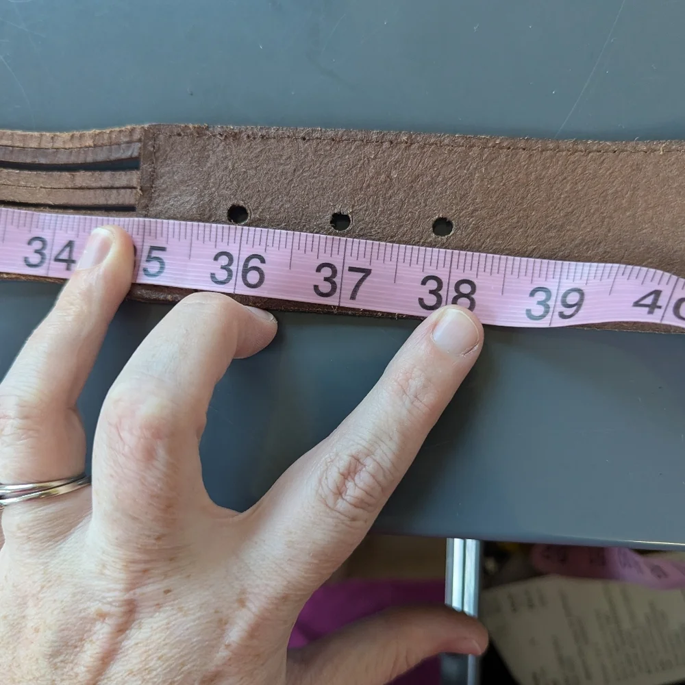Vintage Talbots Brown Woven Leather Belt Boho Festival‎ Wide Chestnut